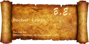 Becher Ervin névjegykártya